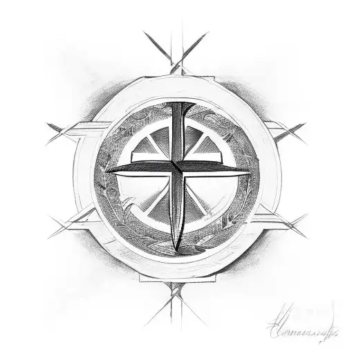 Christian Cross With Text Throught Middle