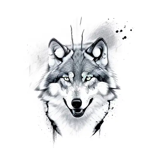 Black And White Wolf With Blood Thirst