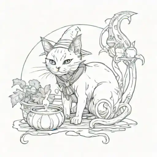 Anime Cat Witch With Taro Card