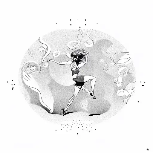 A Dancing Silhouette Surrounded By Swirling Coffee Beans