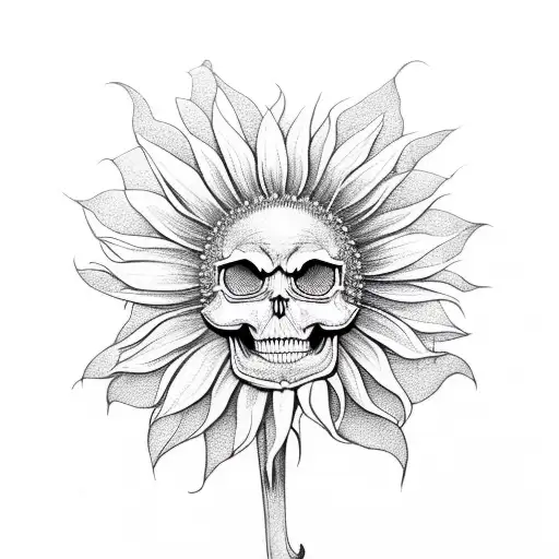 Sunflower With Skull