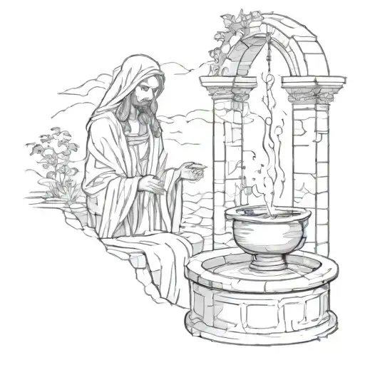 Woman At The Well And Jesus