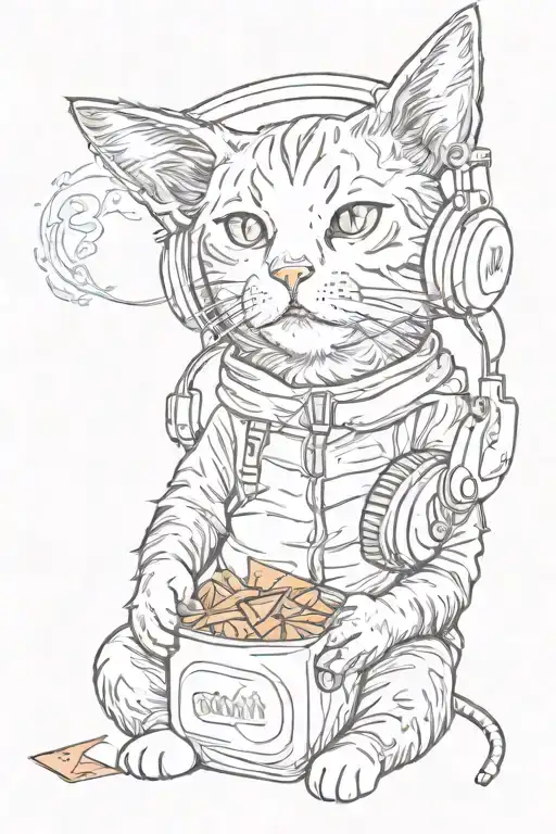 Cat Wearing Headphones Eating Doritos