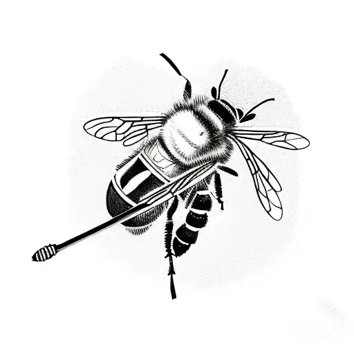 A Bee Playing A Harmonica In A Sketch Style