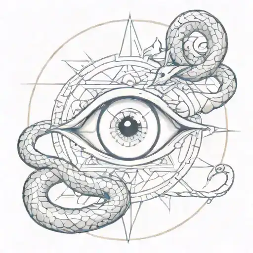 All Seeing Eye With Snake Wrapped