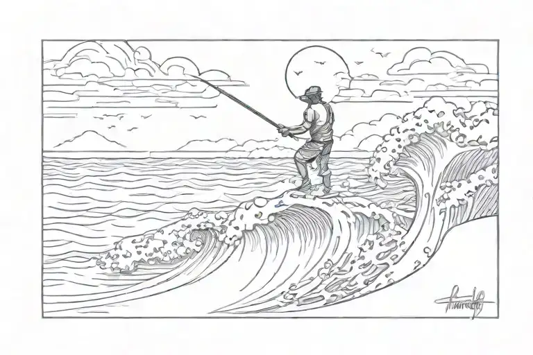 Surf Fishing Scene