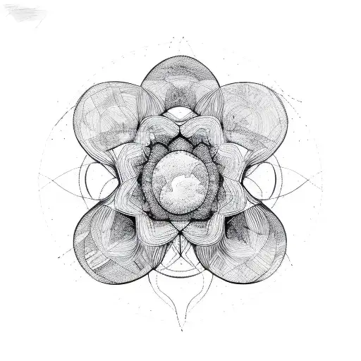 Mountain Lines Circles Flower