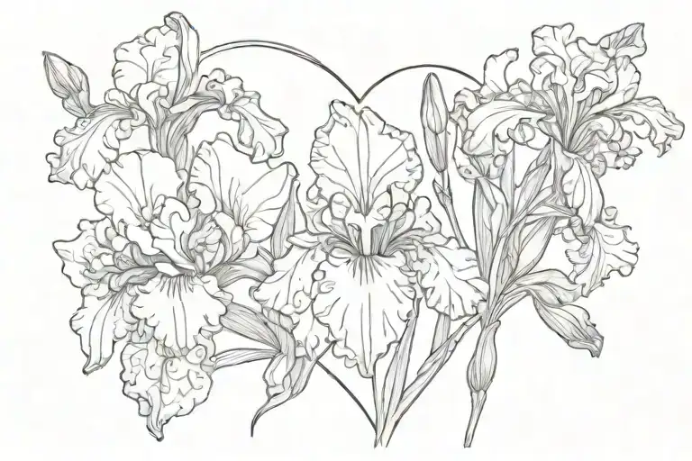 Iris Flowers With Forget Me Nots Flowers With Saturn The Planet And Stars And A Heart