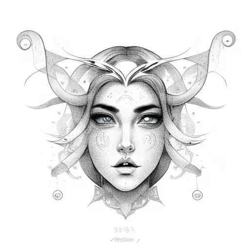Women's Face Themed Aquarius Zodiac