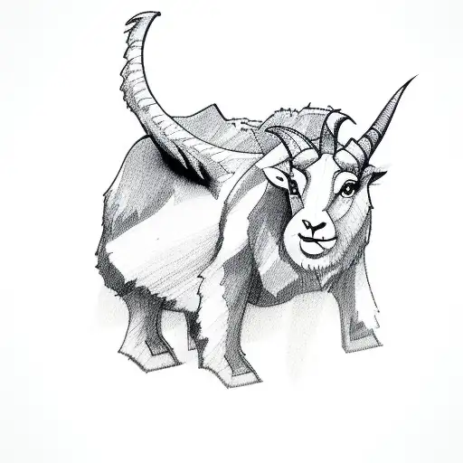 Cute Mountain Goat Outline Full Body Tiny