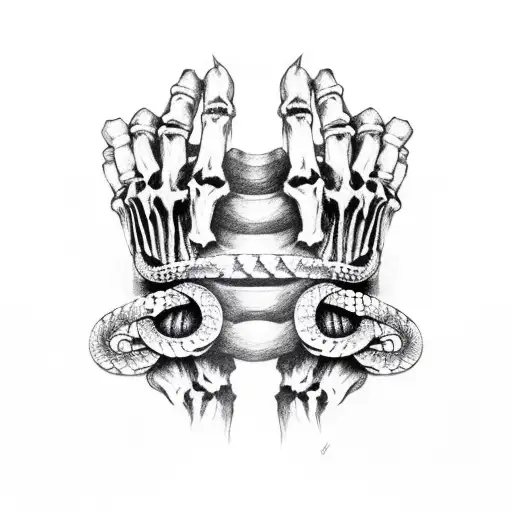 Skeleton Hand With Snake Wrapped Around