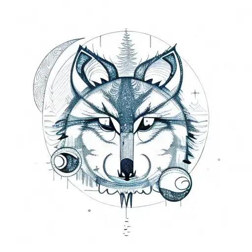 Eye Looking Into A Forest With A Moon