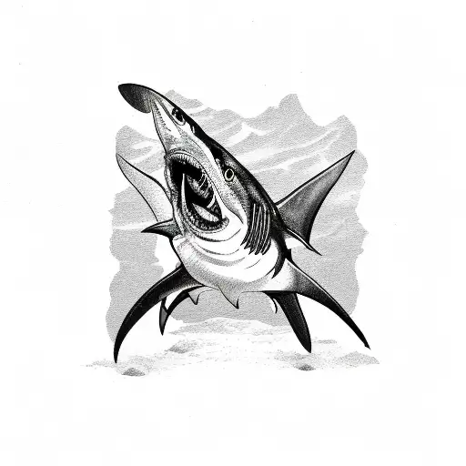 A Shortfin Mako Shark And A Compass And An Anchor