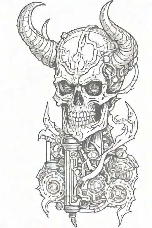 Piston With Devil Horn Skull