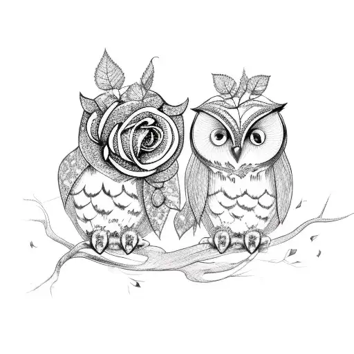 Owl With Rose
