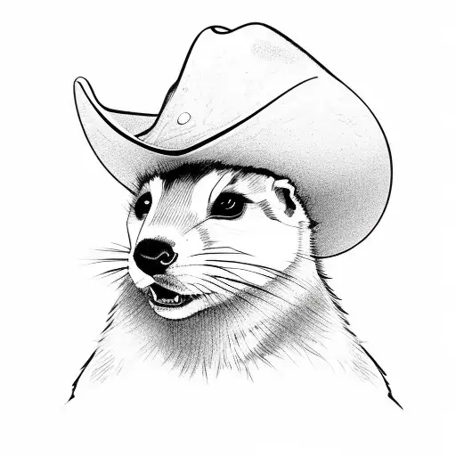 Cowboy Sheriff Riding A Ferret Instead Of A Horse