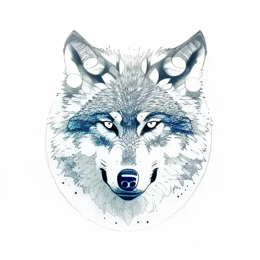 Wolf In Woods Wiuth Moon