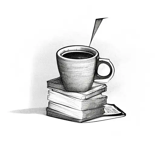 A Stack Of Books With A Coffee Cup Balancing On Top