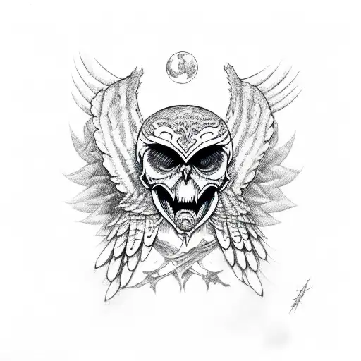 Skull With Owl Wings And Heavy Metal Lyrics