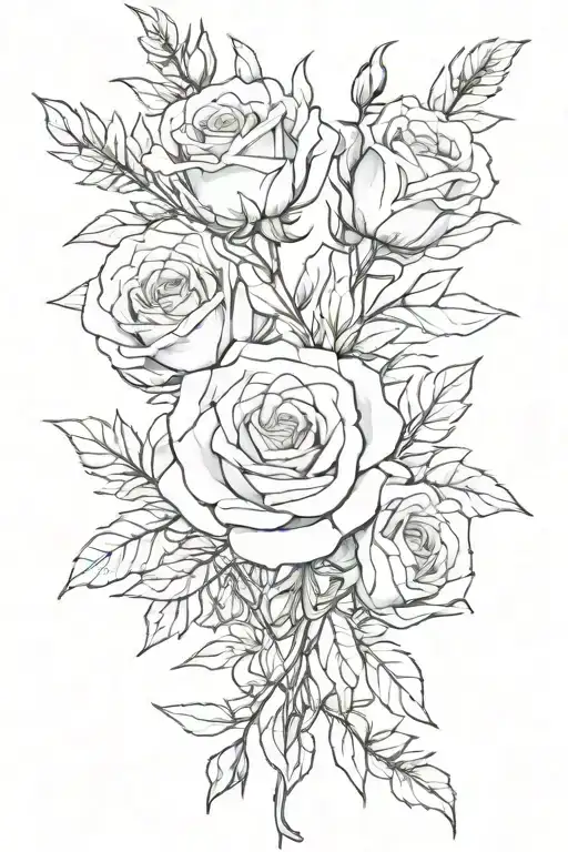 A Few Little Roses With Rosemary Going Through It