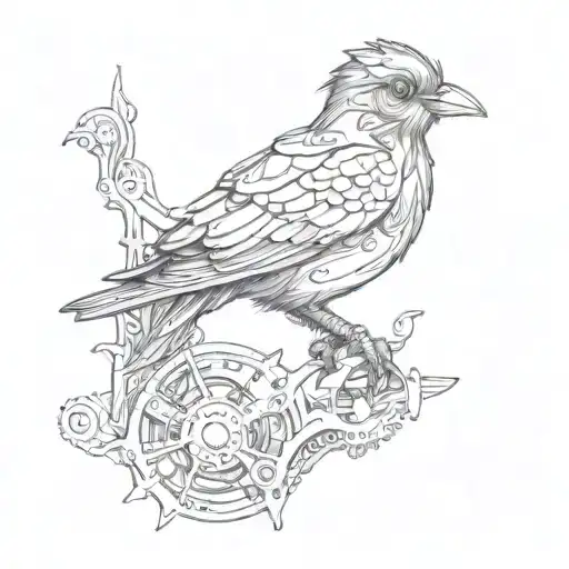 Steampunk Bird Perched