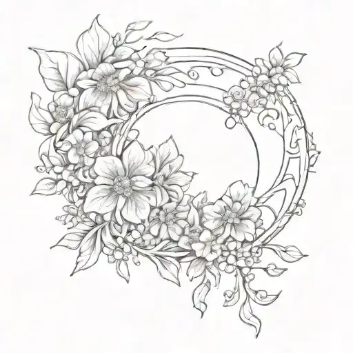 Half Moon With Flowers Growing