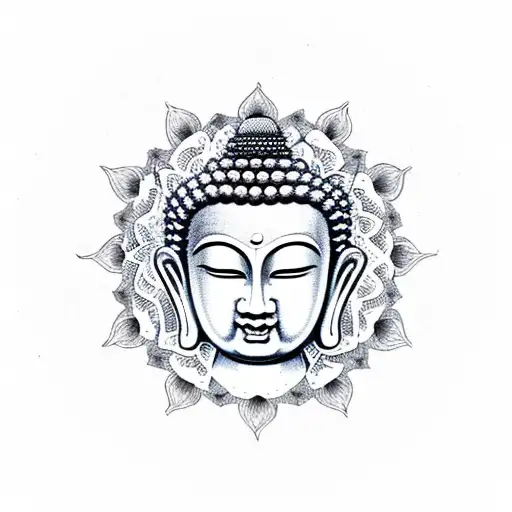 Buddha Statue With Intricate Mandala Patterns