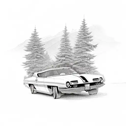 A Vintage Car Driving Through A Scenic Mountain Road