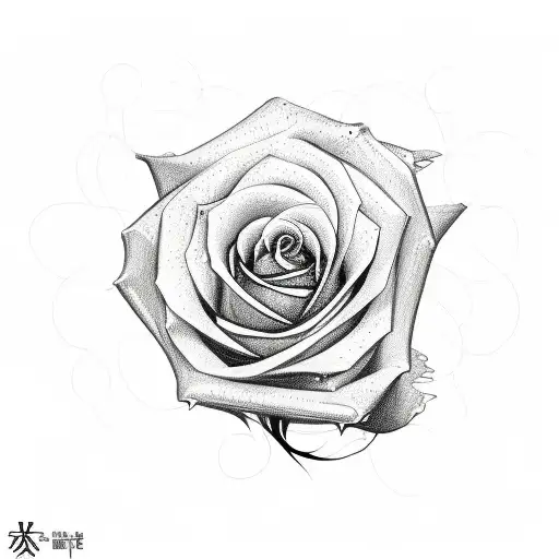 A Sketch-style Design Of A Rose Intertwined With Kaizen Symbol