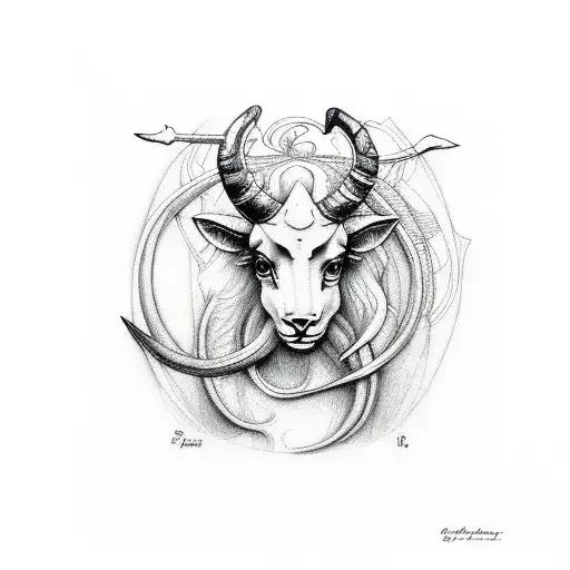 Capricorn Etching Art Nouveaunstyke
