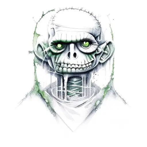 Watercolor Frankenstein Green