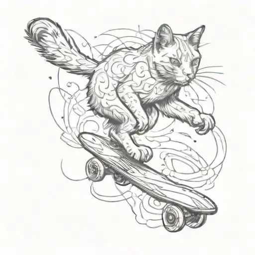 Cat Doing An Ollie On A Skateboard