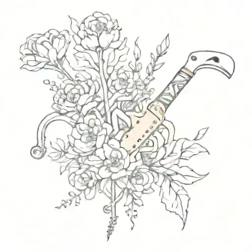 Combine Abstract Sketches Of Building Tools With Delicate Flower Motifs