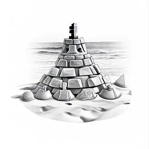 A Chess Piece Made Of Sandcastle On A Sunny Beach