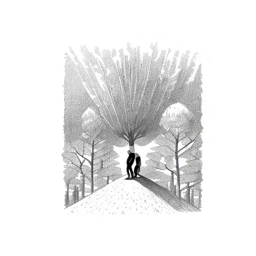 Man Looking At Tree Looking Into Space