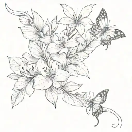 Wrap Around Arm Leaf With Lilys & Butterflys