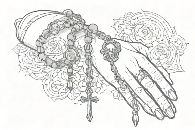 Rosary Wrapped Loosely Around Wrist And Hand