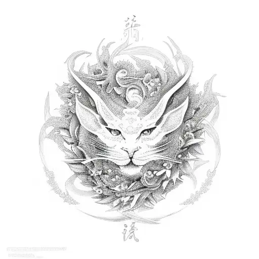 A Floral Wreath With A Hidden Dragon Silhouette