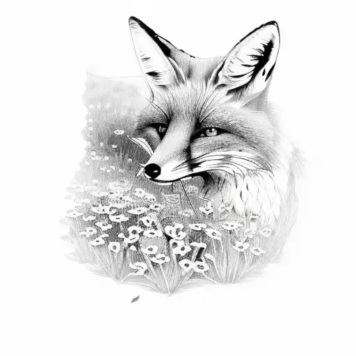 The Fox Lies In The Forget-me-nots