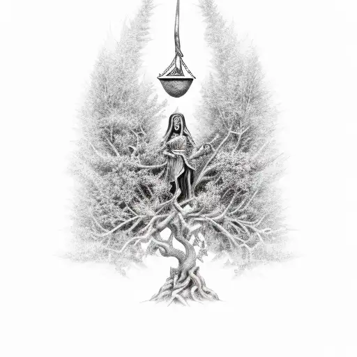 Lady Justice Bonzai Tree Grim Reaper