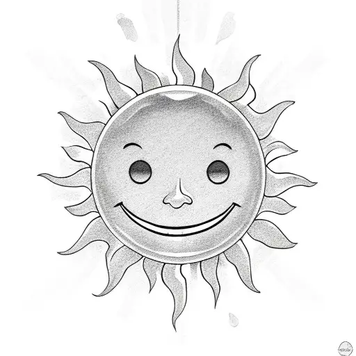 Sun With Smiley Face With Date Under