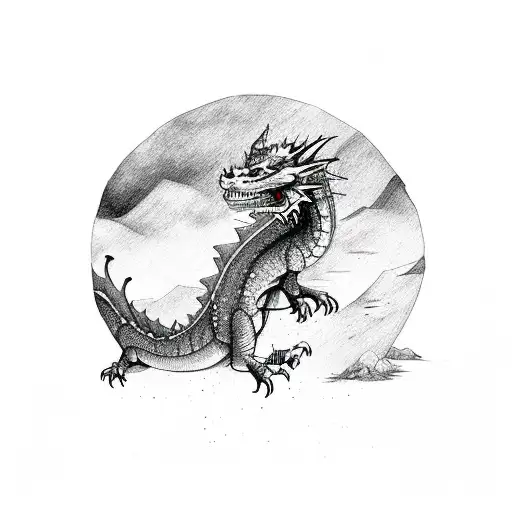 A Dragon Exploring The Landscapes Of South Africa In A Sketch Style