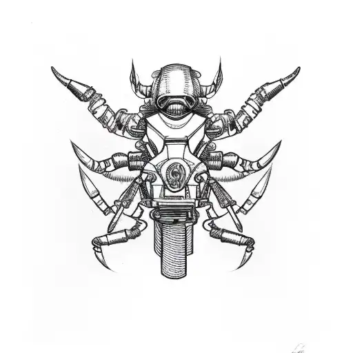 Motorcycle Chopper With Scorpion Zodiak