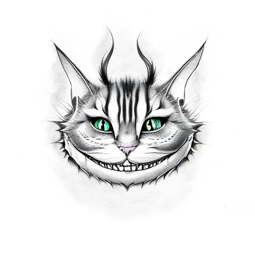 Cheshire Cat From Alice In Wonderland Bdsm Dom Human-like Tattoo Outline