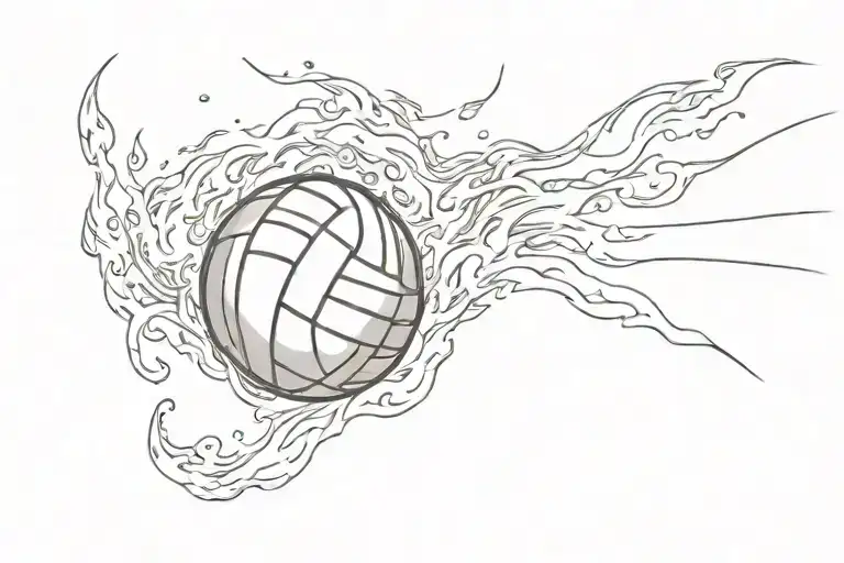 Volleyball With Fire Element Like A Fireball That Shoot Forward