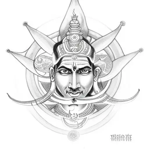 Shiva Tridnent With Third Eye And Damru And Snake