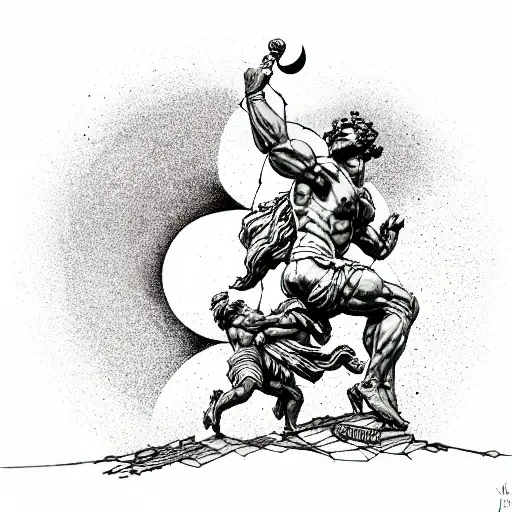 Statue Of Atlas Carrying The Turkish Moon And Star