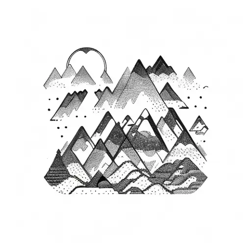 Mountain Scene With Saturn Rings Rising