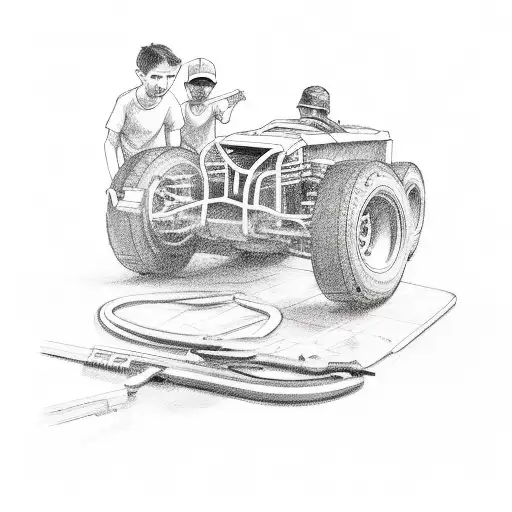 Father With Two Sons Working On Vehicle