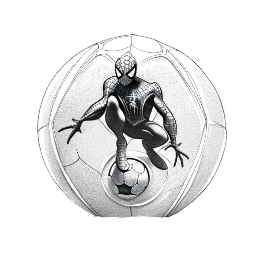 Spiderman Sitting On A Football